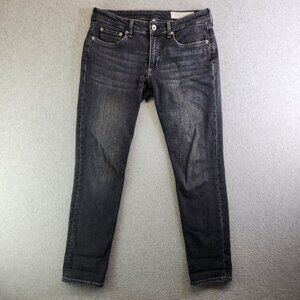 Rag Bone Jeans Womens 27 Black Dre Low Rise Slim Boyfriend Tapered Whiskered